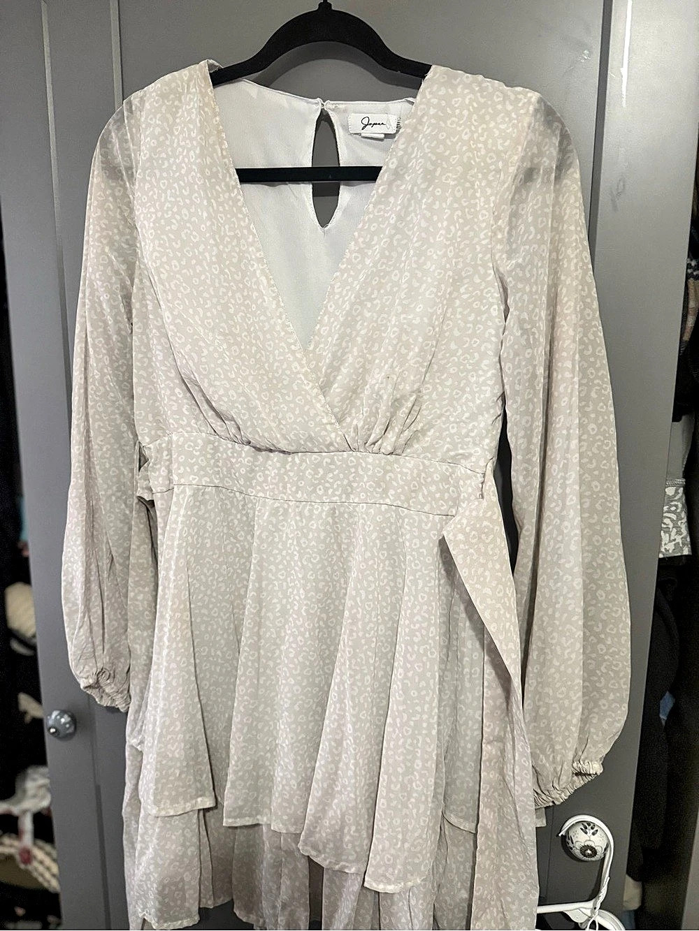 Joyce Cream Animal Print Mini Dress Like New